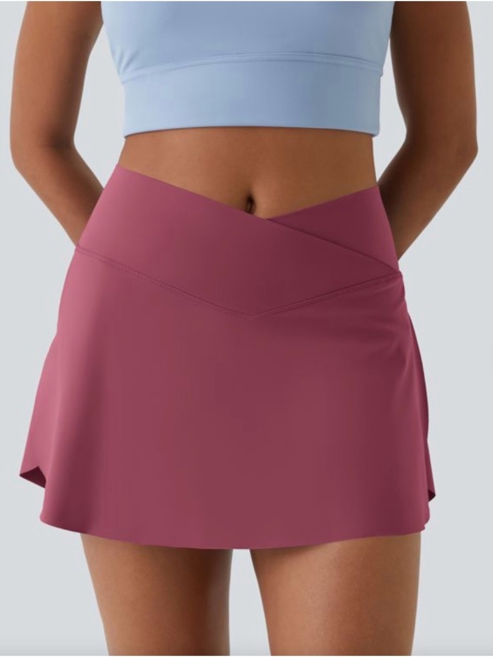Halara Everyday SoftlyZero™ Airy Crossover Skirt Small Crimson NWOT